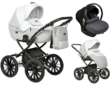 Детская коляска Indigo Porto Classic 14 3 в 1 с автокреслом Avionaut Cosmo Grey Po 02 св.серая кожа+св.серый лен