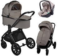 Детская коляска AmaroBaby Motus Premium Ecco 3 в 1 с автокреслом Rant Miro Beige мокко