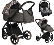 Детская коляска Roan Sol Flowers 3 в 1 с автокреслом Tutis Elo Lux EduSky Grey RSF/5003 Forest Clearing/Black