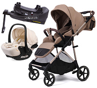 Прогулочная коляска Peppy Amici с автокреслом Verona Beige и базой Latte рама Beige