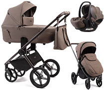 Детская коляска Peppy Monaco Thermo 3 в 1 с автокреслом Verona Brown Mocca (кофе), рама серо-коричневая