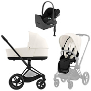 Коляска Cybex Priam IV Matt Black complete Cloud T Sepia Black Plus Base T 3 в 1 Off White