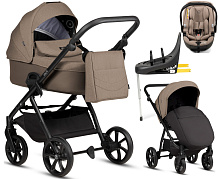 Детская коляска Tutis Leo 3 Plus 4 в 1 с автокреслом Beno Beige и базой 1582261 Cinnamon