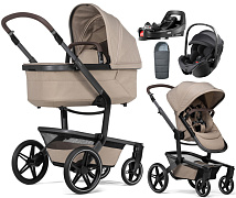 Детская коляска 4 в 1 Joolz Day 5 и автокресло Britax Roemer Baby-Safe Pro Classic Deep Black без адаптеров + конверт в подарок и база Vario Base 5Z Sandy taupe