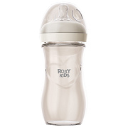 Бутылочка для кормления Roxy-Kids Natural, стекло, 240 мл, средний поток, 3+ RBTL-008-GLA-I слоновая кость