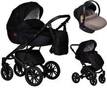 Детская коляска Indigo Mio S 3 в 1 с автокреслом Avionaut Cosmo Beige 02 черная кожа+черный