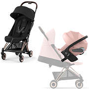 Коляска Cybex Coya Rosegold Frame Cloud T i-Size Peach Pink Plus Sepia Black с дождевиком и бампером