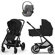 Коляска Cybex Balios S Lux BLK complete Cloud G Lava Grey 3 в 1 Moon Black с дождевиками