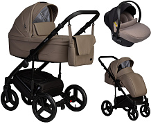 Детская коляска Indigo Lamar 3 в 1 с автокреслом Avionaut Cosmo Beige La04 т.бежевая кожа