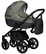 Детская коляска Indigo Mio S 2 в 1 05 т.серая кожа+зеленый