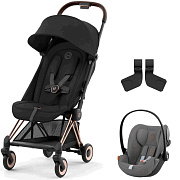 Коляска Cybex Coya Rosegold Frame Cloud G i-Size Lava Grey Sepia Black с дождевиком и бампером