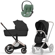 Коляска Cybex Priam V Rosegold Style Cloud T Leaf Green Plus 3 в 1 Sepia Black