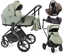 Детская коляска Peppy Soho 4 в 1 с автокреслом Verona Brown и базой Oregano (орегано), рама серо-бежевый