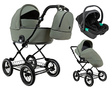 Детская коляска Roan Bass Next Classic d12 2.0 3 в 1 с автокреслом Pituso Santiso Pro Black BNC/82/2 Sage Green/Black/руч.Black