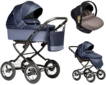 Детская коляска Indigo Barbara 21 Classic 3 в 1 с автокреслом Avionaut Cosmo Beige Ba01 синий