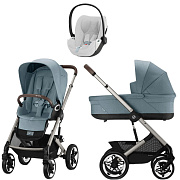 Коляска Cybex Talos S Lux TPE complete Cloud T Platinum White Plus 3 в 1 Stormy Blue с дождевиками