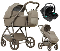 Детская коляска Pituso Mobi 3 в 1 с автокреслом Santiso Pro Black MB/02 Truffel