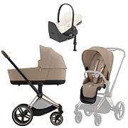 Коляска Cybex Priam IV Rosegold complete Cloud T Off White Plus Base T 4 в 1 Cozy Beige