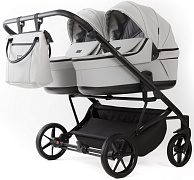Детская коляска Adamex Leo Duo Deluxe 3 в 1 DUO-SA3 (СВ.СЕРАЯ КОЖА)