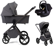 Детская коляска Peppy Monaco Plus 3 в 1 с автокреслом Rise Black Antrazit (графитовый), рама серая