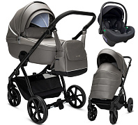 Детская коляска Noordi Fjordi Leather V2 3 в 1 с автокреслом Terra Edusky Black 1462803 Stone Grey