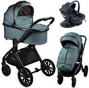 Детская коляска AmaroBaby Motus Premium Ecco 4 в 1 с автокреслом Rant Miro Dark Grey и базой лагуна