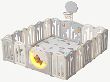 Манеж UNIX Kids DeLuxe V2 Делюкс 180 x 200 см, с баскетбольным кольцом и ковриком серый