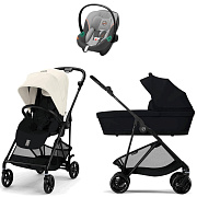Коляска Cybex Melio Carbon Aton S2 i-Size Lava Grey 3 в 1 Canvas White/Magic Black с дождевиками