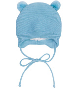 Шапочка вязаная AmaroBaby Pure Love Pompony с подкладом ЧЗ голубой 38