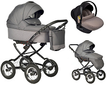 Детская коляска Indigo Barbara 21 Classic 3 в 1 с автокреслом Avionaut Cosmo Beige Ba05 т.серый