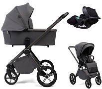 Детская коляска Peppy Monaco Plus 3 в 1 с автокреслом Verona Black Antrazit (графитовый), рама серая