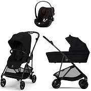 Коляска Cybex Melio Carbon Cloud G i-Size Magic Black 3 в 1 Magic Black с дождевиками