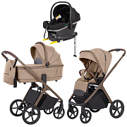 Коляска Carrello Vector CRL-6550 Nova DK791 Grey Line с базой Isofix 3 в 1 Foam Beige