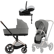 Коляска Cybex Priam IV Rosegold complete Cloud G Fog Grey Base G 3 в 1 Mirage Grey