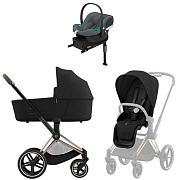 Коляска Cybex Priam IV Rosegold complete Aton B2 Steel Grey Base One 3 в 1 Sepia Black