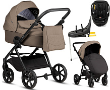 Детская коляска Tutis Leo 3 Plus 4 в 1 с автокреслом Beno Black и базой 1582261 Cinnamon