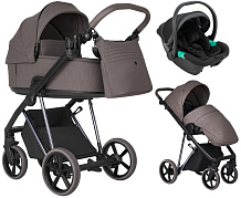 Детская коляска Roan Sol Luxury 2.0 3 в 1 с автокреслом Pituso Santiso Pro Black SLSH/11 Silhouette/Nickel/руч.Cappuccino/к.Capp