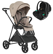 Детская прогулочная коляска Pituso Carbon RX c автокреслом Baesa Black Sapphire Sand/рама carbon
