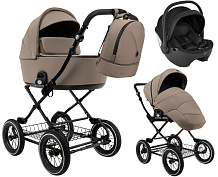 Детская коляска Roan Bass Next Classic d12 2.0 3 в 1 с автокреслом Pituso Baesa Pro Black BNC/80/2 Hazel/Black/руч.Black