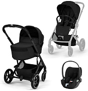 Коляска Cybex Balios S Lux Fold Cot BLK Cloud T Sepia Black Plus 3 в 1 Moon Black с дождевиками