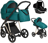 Детская коляска Roan Sol Luxury 3 в 1 с автокреслом Tutis Elo Black RSL/4045 Deep Lake/Gold