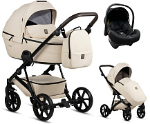 Детская коляска Tutis Viva 5 Plus Leather 2024 3 в 1 с автокреслом Elo Lux EduSky Black 1452086 Vanilla