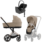 Коляска Cybex Priam IV Rosegold complete Cloud T Sepia Black Base T 3 в 1 Cozy Beige