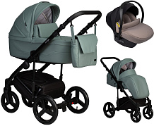 Детская коляска Indigo Lamar 3 в 1 с автокреслом Avionaut Cosmo Beige La05 шалфей кожа