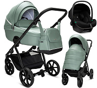 Детская коляска Noordi Fjordi Leather V2 3 в 1 с автокреслом Terra Black 1462039 Sage