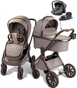 Детская коляска AmaroBaby Motus Premium Ecco Exclusive 4 в 1 с автокреслом Rant Miro Olive и базой мокко