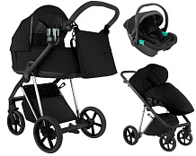 Детская коляска Roan Sol Vintage Luxury 2.0 3 в 1 с автокреслом Pituso Santiso Pro VIN 05/CB Caviar Black/Nickel/руч.Black