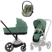Коляска Cybex Priam IV Rosegold complete Cloud T Sage Green Plus 3 в 1 Leaf Green