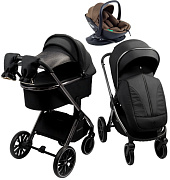 Детская коляска AmaroBaby Genius 4 в 1 с автокреслом Rant Miro Moca и базой черный