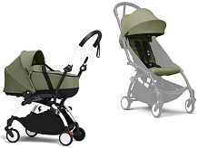 Коляска Stokke YOYO3 Newborn Shell рама белая White 2 в 1 Olive